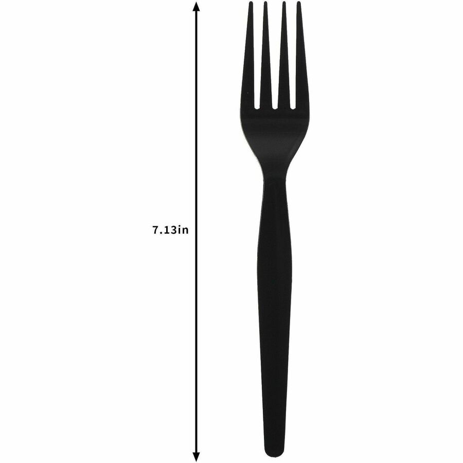 Genuine Joe Individually Wrapped Disposable Polystyrene Fork, Black, 1000/Carton (GJO30427)