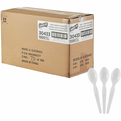 Genuine Joe Disposable Polystyrene Spoon, White, 1000/Carton (GJO30433)