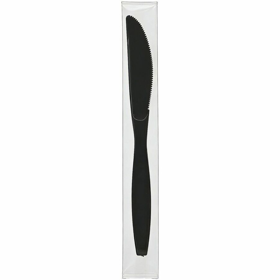 Genuine Joe Individually Warapped Heavy-Weight Polypropylene Knife, Black, 1000/Carton (GJO30412)