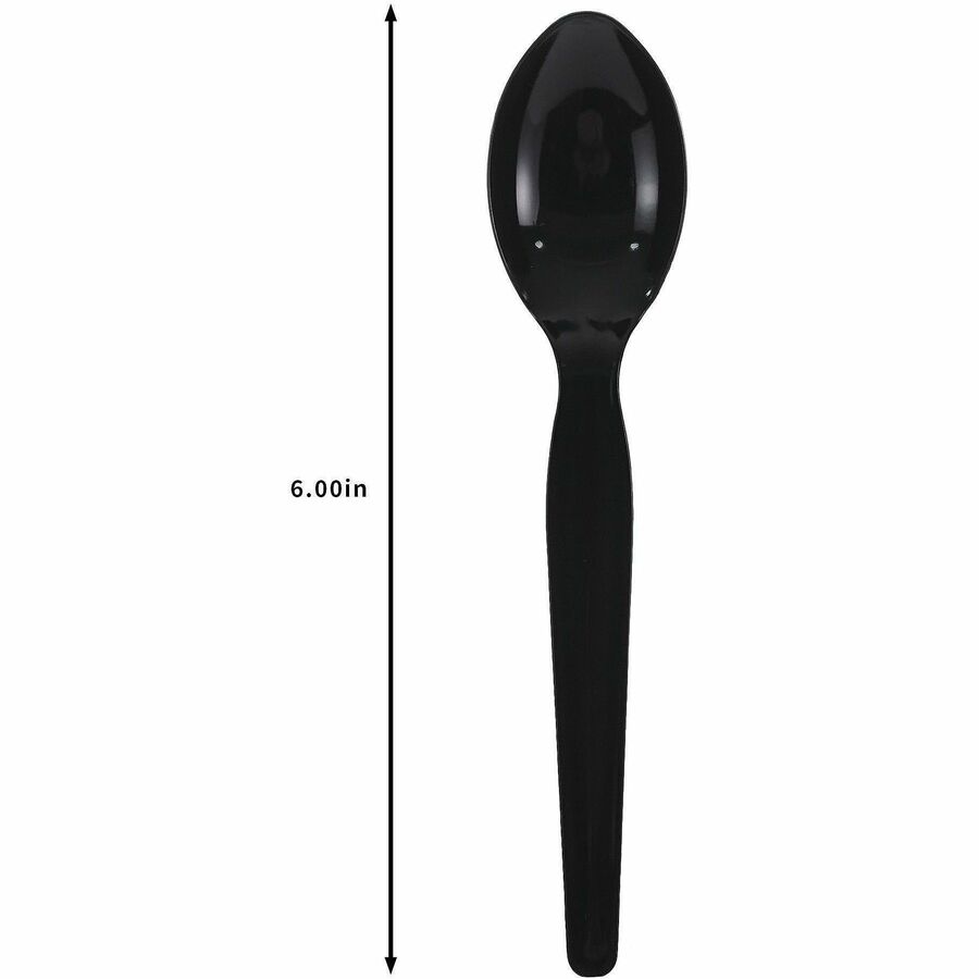 Genuine Joe Individually Wrapped Disposable Polystyrene Spoon, Black, 1000/Carton (GJO30429)