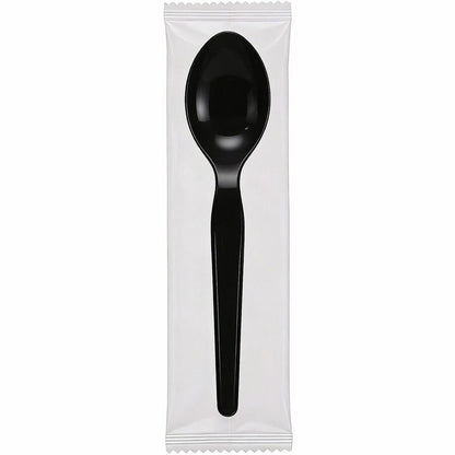 Genuine Joe Individually Wrapped Disposable Polystyrene Spoon, Black, 1000/Carton (GJO30429)
