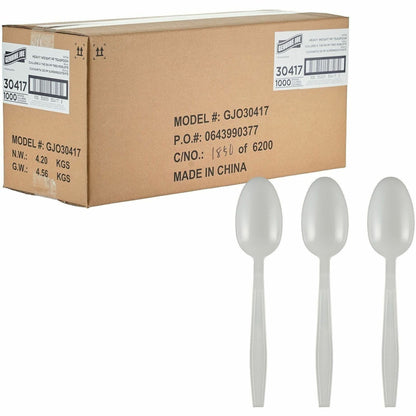 Genuine Joe Heavy-Weight Polypropylene Spoon, White, 1000/Carton (GJO30417)