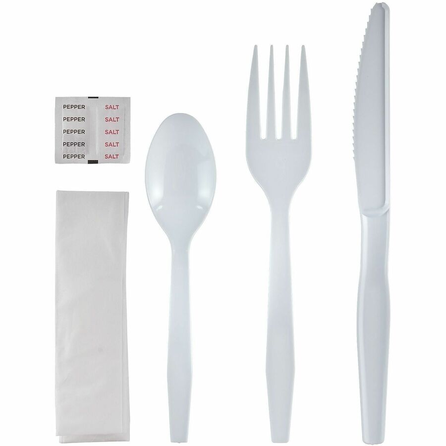 Genuine Joe 6-Piece Medium-Heavyweight Utensil Kit, White, 250 Kits/Carton (GJO58927)