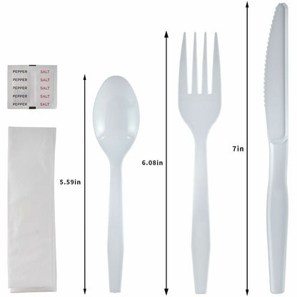 Genuine Joe 6-Piece Medium-Heavyweight Utensil Kit, White, 250 Kits/Carton (GJO58927)