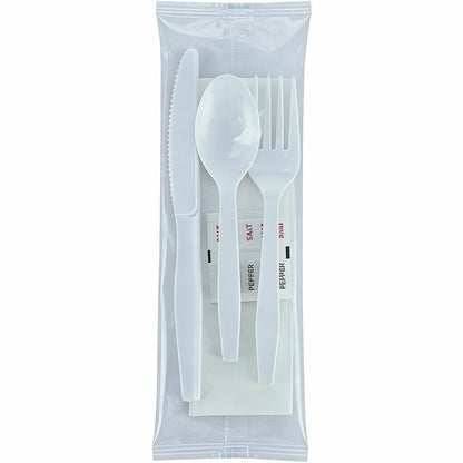 Genuine Joe 6-Piece Medium-Heavyweight Utensil Kit, White, 250 Kits/Carton (GJO58927)