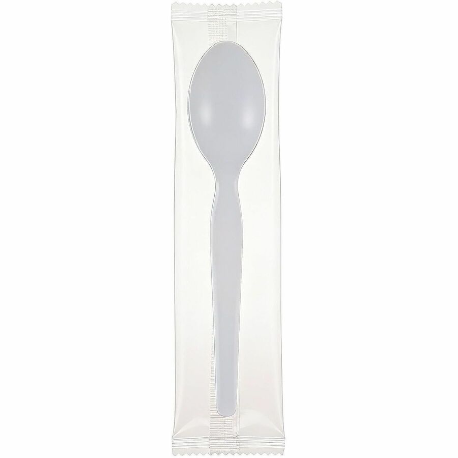 Genuine Joe Individually Wrapped Disposable Polystyrene Spoon, White, 1000/Carton (GJO30437)