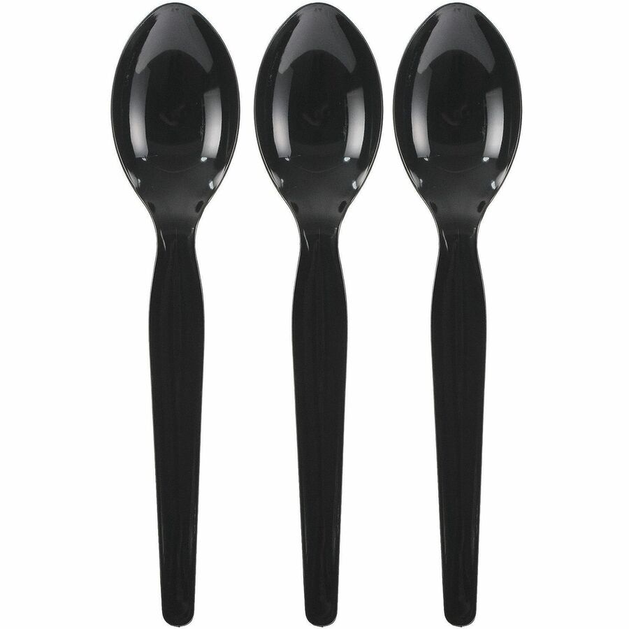 Genuine Joe Disposable Polystyrene Spoon, Black, 1000/Carton (GJO30425)
