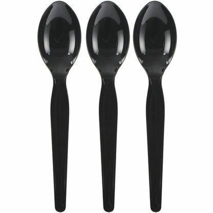 Genuine Joe Disposable Polystyrene Spoon, Black, 1000/Carton (GJO30425)