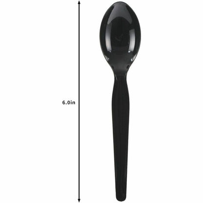 Genuine Joe Disposable Polystyrene Spoon, Black, 1000/Carton (GJO30425)