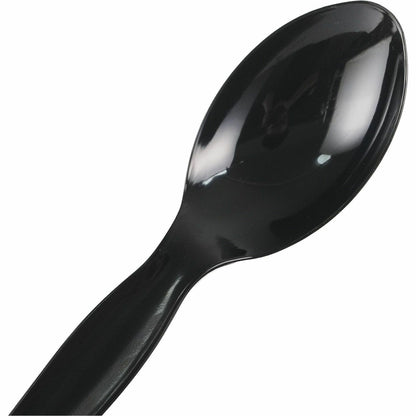 Genuine Joe Disposable Polystyrene Spoon, Black, 1000/Carton (GJO30425)