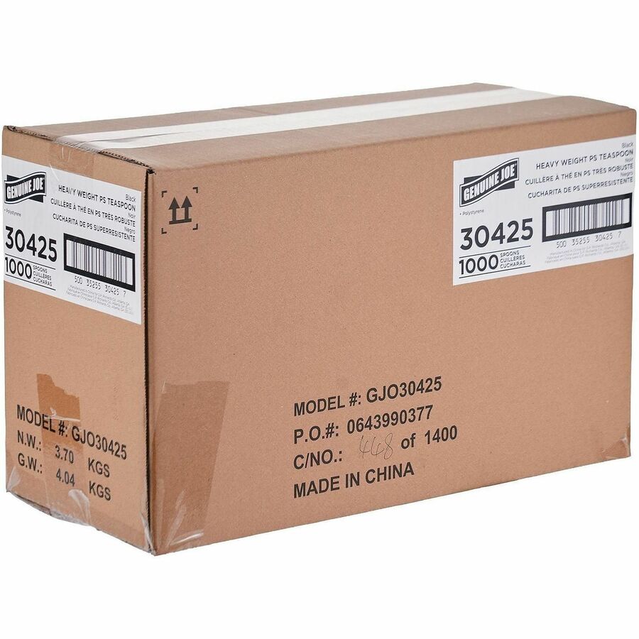 Genuine Joe Disposable Polystyrene Spoon, Black, 1000/Carton (GJO30425)