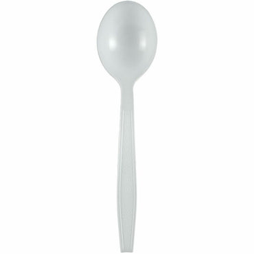 Genuine Joe Heavy-Weight Polypropylene Soup Spoon, White, 1000/Carton (GJO30418)