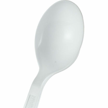 Genuine Joe Heavy-Weight Polypropylene Soup Spoon, White, 1000/Carton (GJO30418)