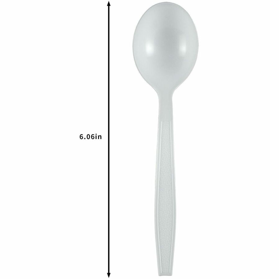 Genuine Joe Heavy-Weight Polypropylene Soup Spoon, White, 1000/Carton (GJO30418)