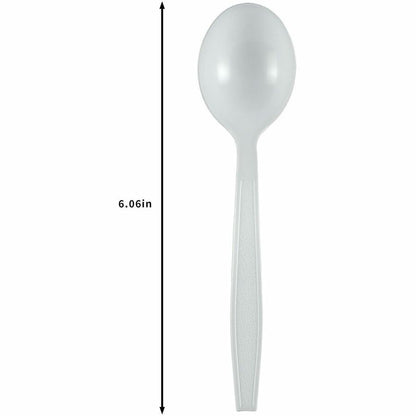 Genuine Joe Heavy-Weight Polypropylene Soup Spoon, White, 1000/Carton (GJO30418)
