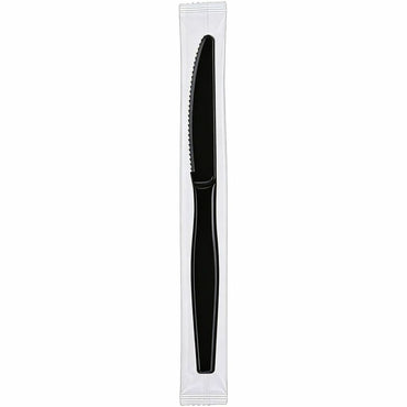 Genuine Joe Individually Wrapped Disposable Polystyrene Knife, Black, 1000/Carton (GJO30428)