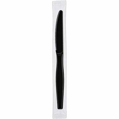 Genuine Joe Individually Wrapped Disposable Polystyrene Knife, Black, 1000/Carton (GJO30428)