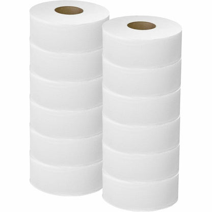 Genuine Joe Jumbo 2-Ply Bathroom Tissue, 2 Ply, 37.20" Width x 1000 ft Length, White, 12 Rolls/Carton (GJO31100012)