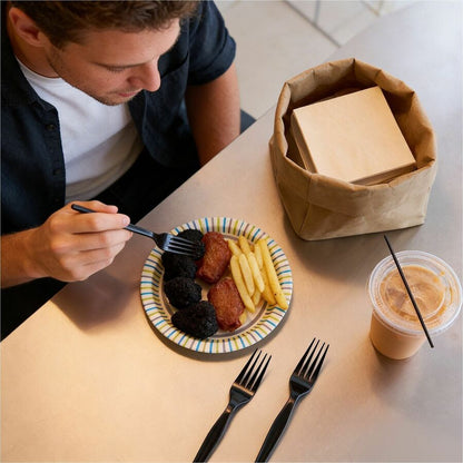 Genuine Joe Disposable Polystyrene Fork, Black, 1000/Carton (GJO30423)