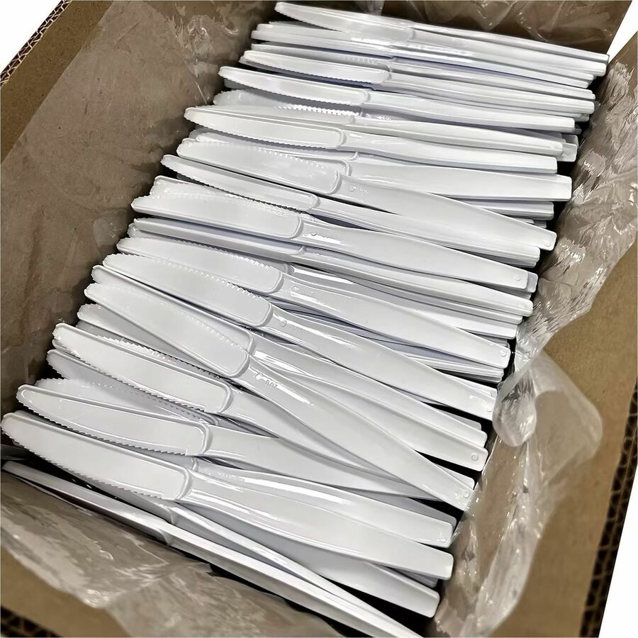 Genuine Joe Disposable Polystyrene Knife, White, 1000/Carton (GJO30432)