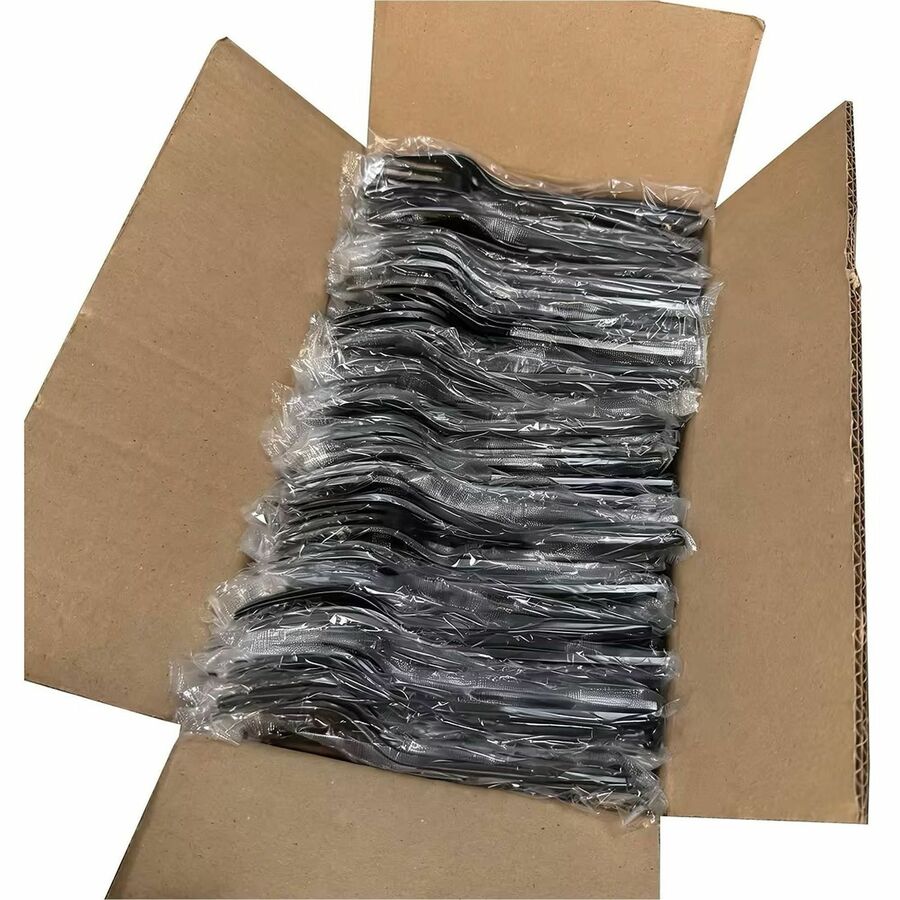 Genuine Joe Individually Warapped Heavy-Weight Polypropylene Fork, Black, 1000/Carton (GJO30411)