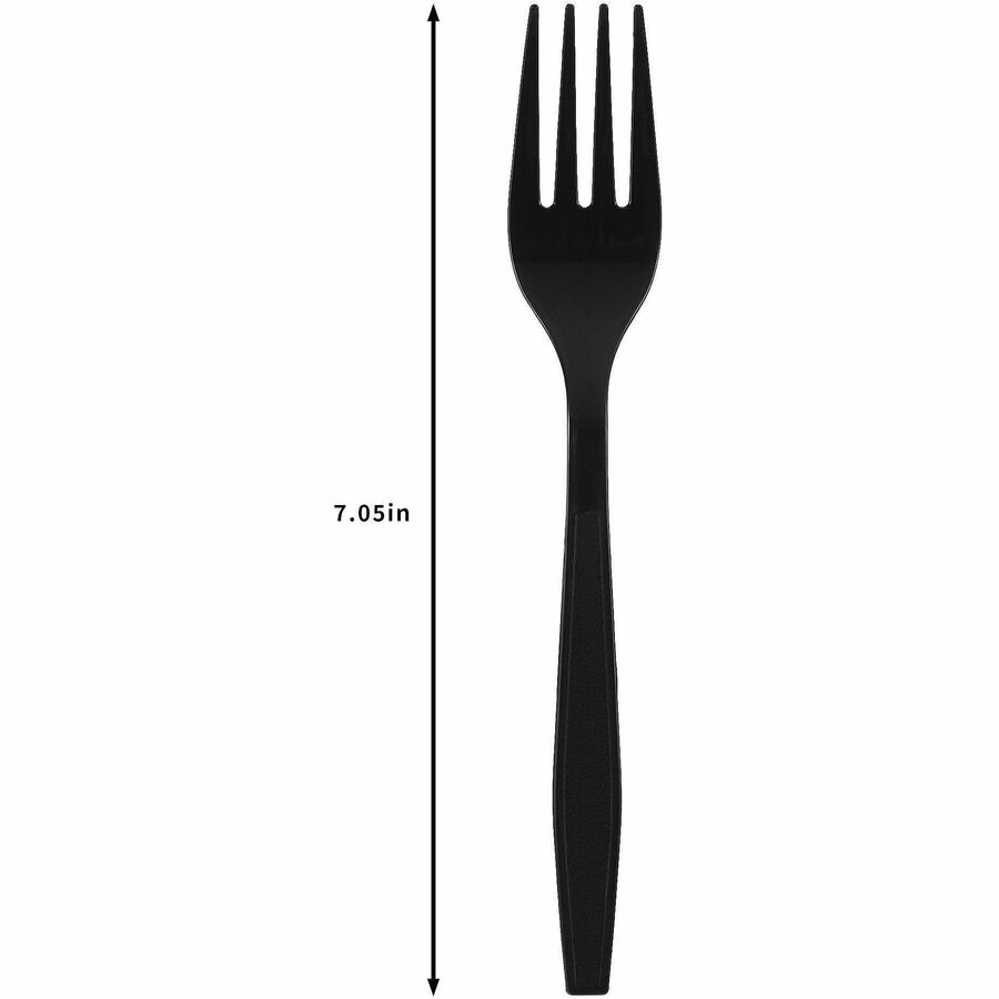 Genuine Joe Individually Warapped Heavy-Weight Polypropylene Fork, Black, 1000/Carton (GJO30411)