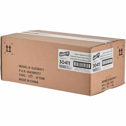 Genuine Joe Individually Warapped Heavy-Weight Polypropylene Fork, Black, 1000/Carton (GJO30411)