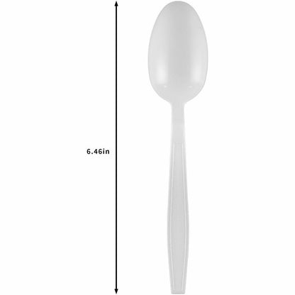 Genuine Joe Individually Warapped Heavy-Weight Polypropylene Spoon, White, 1000/Carton (GJO30421)