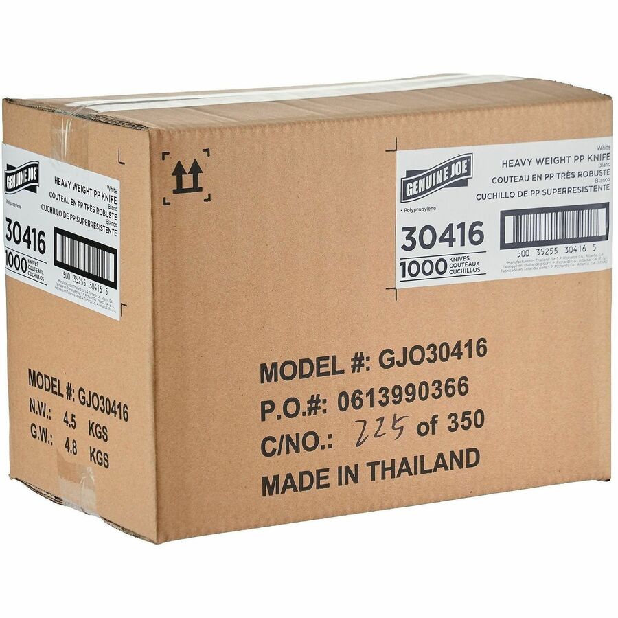 Genuine Joe Heavy-Weight Polypropylene Knife, White, 1000/Carton (GJO30416)