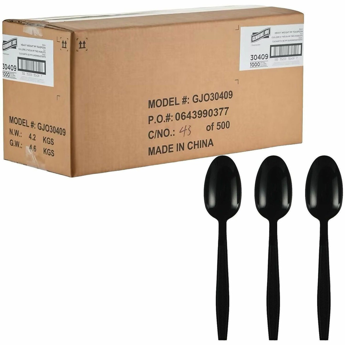 Genuine Joe Heavy-Weight Polypropylene Spoon, Black, 1000/Carton (GJO30409)