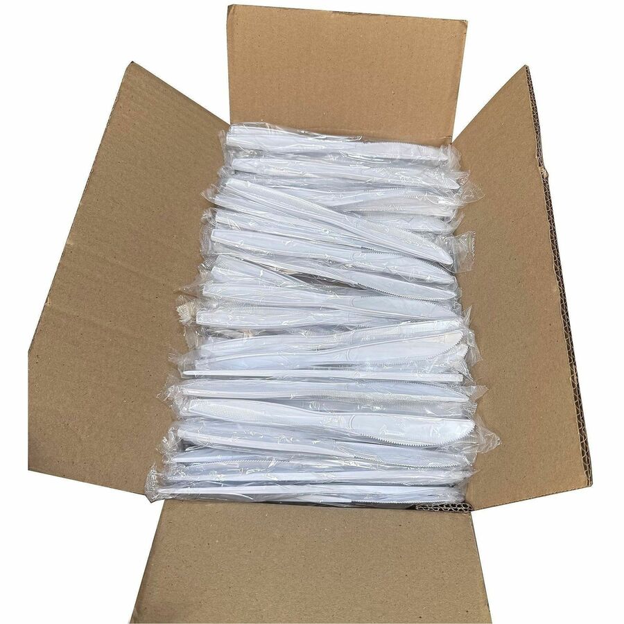 Genuine Joe Individually Warapped Heavy-Weight Polypropylene Knife, White, 1000/Carton (GJO30420)