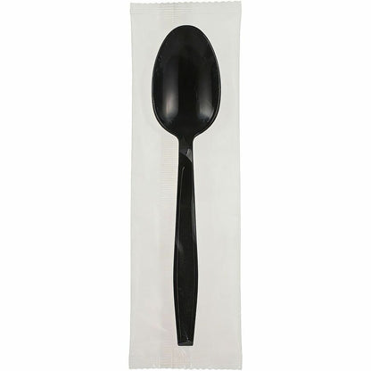 Genuine Joe Individually Warapped Heavy-Weight Polypropylene Spoon, Black, 1000/Carton (GJO30413)