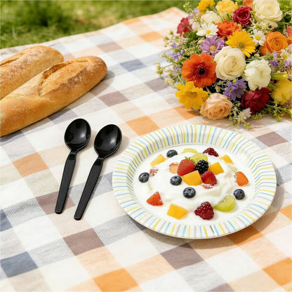 Genuine Joe Individually Warapped Heavy-Weight Polypropylene Spoon, Black, 1000/Carton (GJO30413)