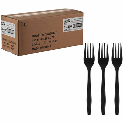 Genuine Joe Heavy-Weight Polypropylene Fork, Black, 1000/Carton (GJO30407)