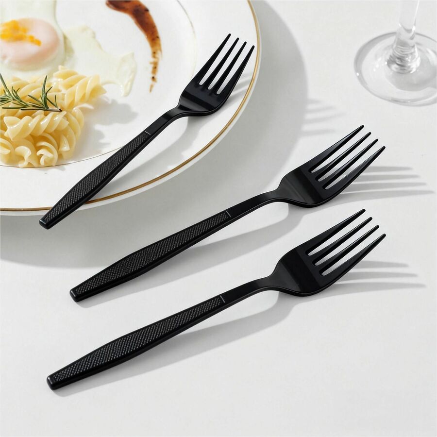 Genuine Joe Heavy-Weight Polypropylene Fork, Black, 1000/Carton (GJO30407)