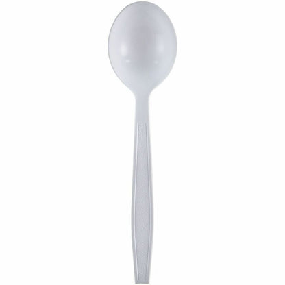 Genuine Joe Individually Warapped Heavy-Weight Polypropylene Soup Spoon, White, 1000/Carton (GJO30422)