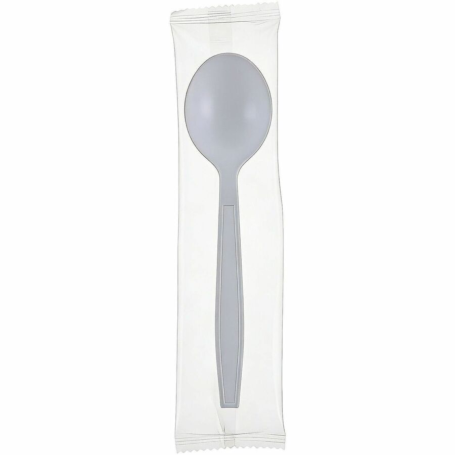 Genuine Joe Individually Warapped Heavy-Weight Polypropylene Soup Spoon, White, 1000/Carton (GJO30422)