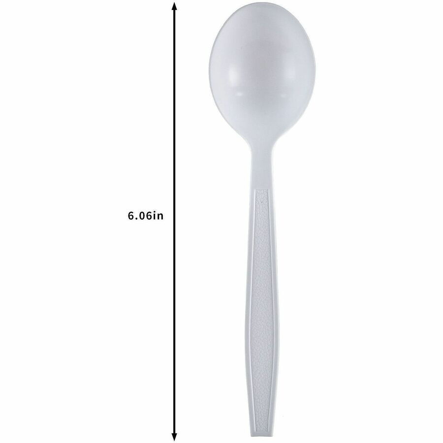 Genuine Joe Individually Warapped Heavy-Weight Polypropylene Soup Spoon, White, 1000/Carton (GJO30422)
