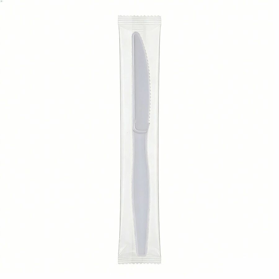 Genuine Joe Individually Wrapped Disposable Polystyrene Knife, White, 1000/Carton (GJO30436)