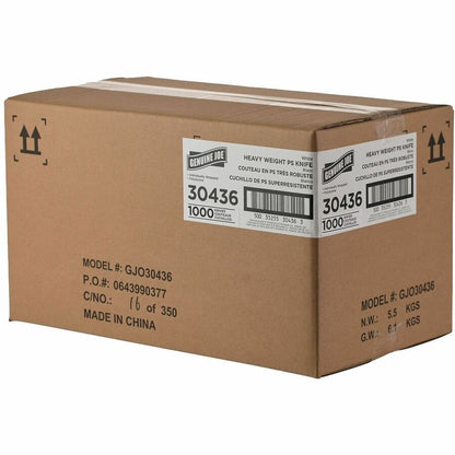 Genuine Joe Individually Wrapped Disposable Polystyrene Knife, White, 1000/Carton (GJO30436)