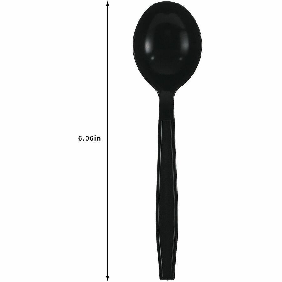 Genuine Joe Individually Warapped Heavy-Weight Polypropylene Soup Spoon, Black, 1000/Carton (GJO30414)
