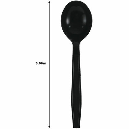 Genuine Joe Individually Warapped Heavy-Weight Polypropylene Soup Spoon, Black, 1000/Carton (GJO30414)