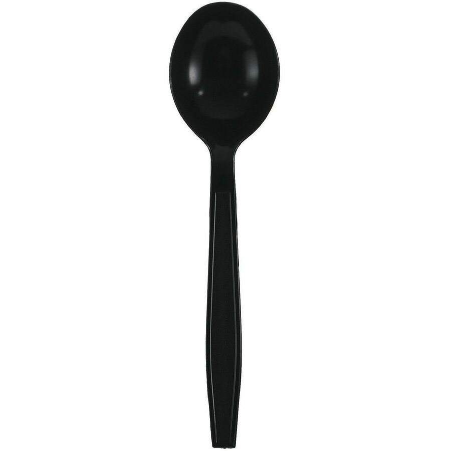 Genuine Joe Individually Warapped Heavy-Weight Polypropylene Soup Spoon, Black, 1000/Carton (GJO30414)