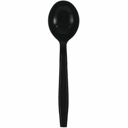 Genuine Joe Individually Warapped Heavy-Weight Polypropylene Soup Spoon, Black, 1000/Carton (GJO30414)