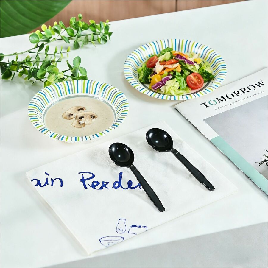 Genuine Joe Individually Warapped Heavy-Weight Polypropylene Soup Spoon, Black, 1000/Carton (GJO30414)