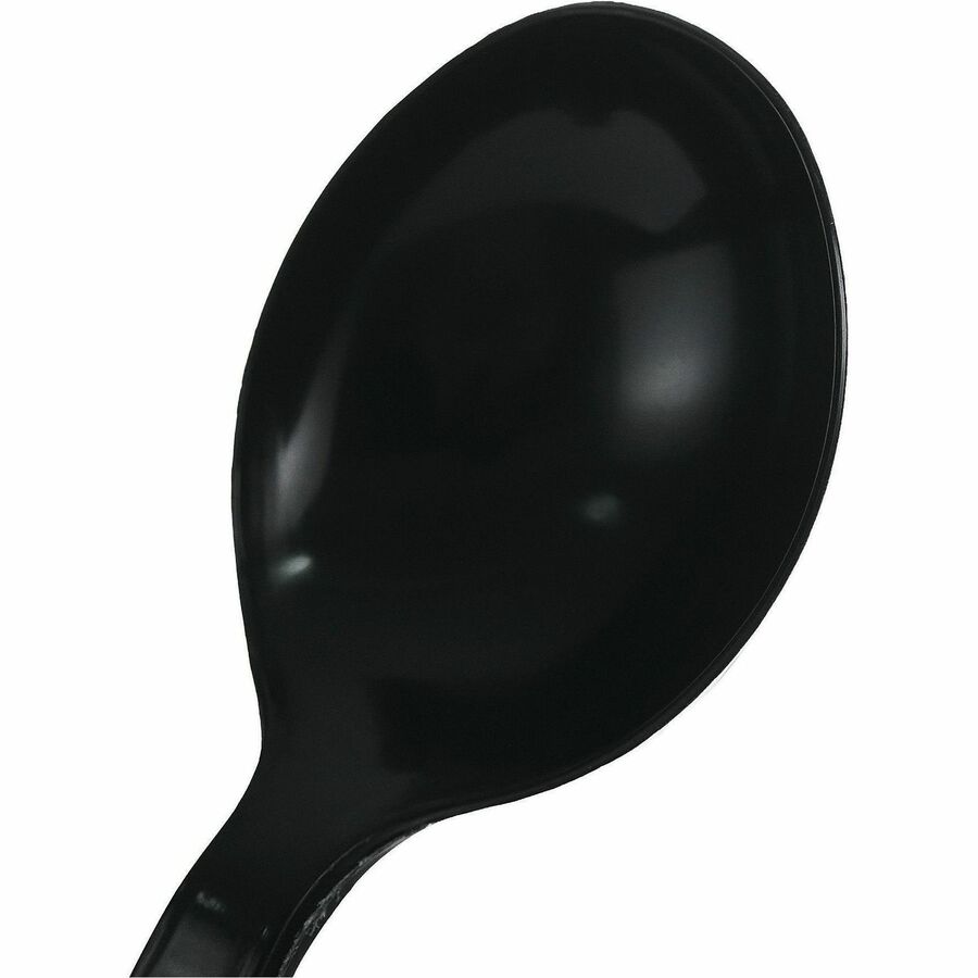 Genuine Joe Individually Warapped Heavy-Weight Polypropylene Soup Spoon, Black, 1000/Carton (GJO30414)