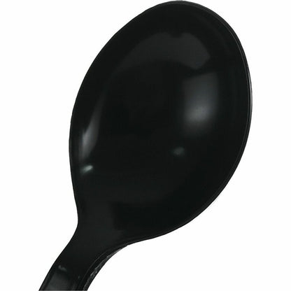Genuine Joe Individually Warapped Heavy-Weight Polypropylene Soup Spoon, Black, 1000/Carton (GJO30414)