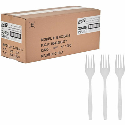 Genuine Joe Heavy-Weight Polypropylene Fork, White, 1000/Carton (GJO30415)