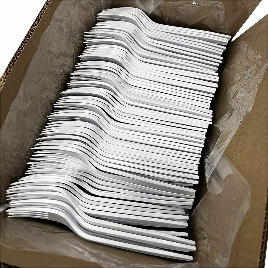 Genuine Joe Heavy-Weight Polypropylene Fork, White, 1000/Carton (GJO30415)