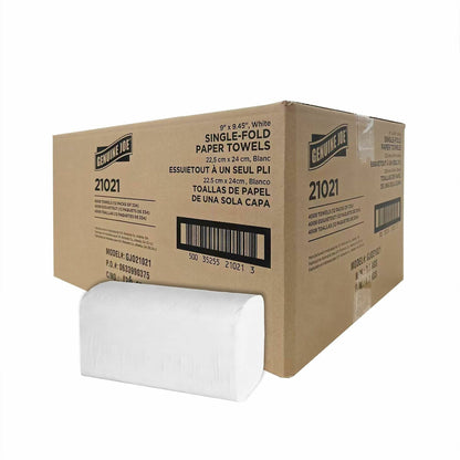 Genuine Joe Single-Fold Towels, Singlefold, White, 334/Pack, 12 Packs/Carton (GJO21021)